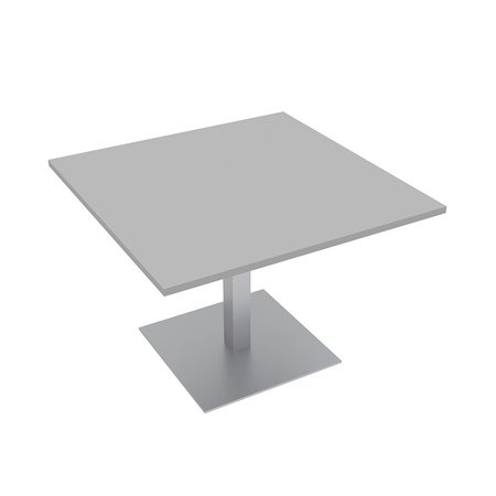 SKUTCHI DESIGNS Square 4Ft Conference Room Table, Square Metal Base, 46in. Meeting Table, Light Gray HAR-SQ-46-SQ-XD01